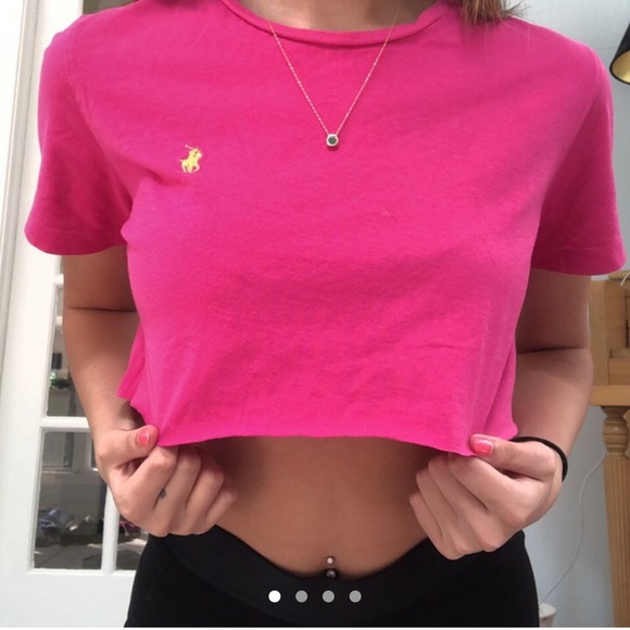 Pink Cropped Fitted Polo